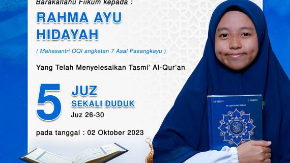 Tasmi Quran 5 Juz Ananda Rahmah Ayu Hidayah